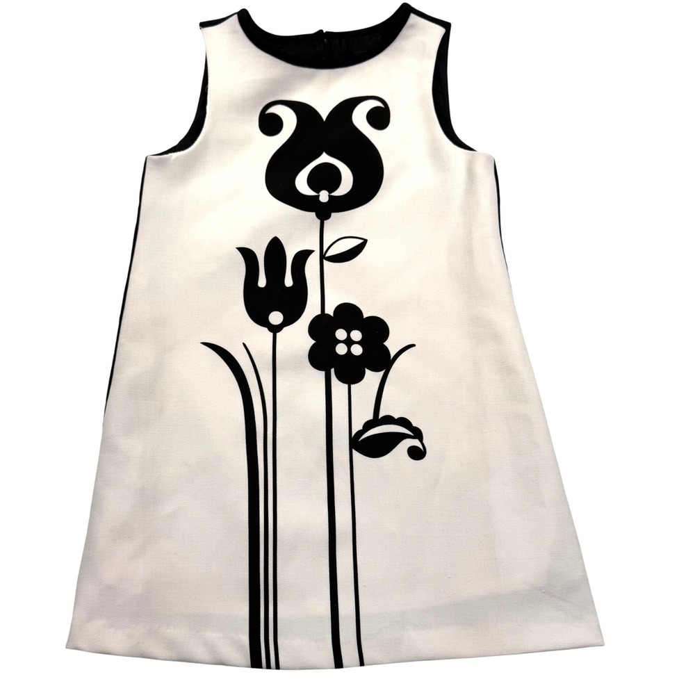 Victoria Beckham for Target Dress Toddler 3T White Black Floral Mod Shift
